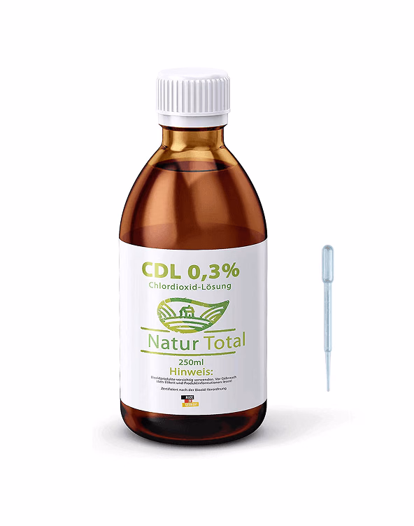 Flasche CDL Chlordioxidloesung 0,3 Prozent mit Pipette