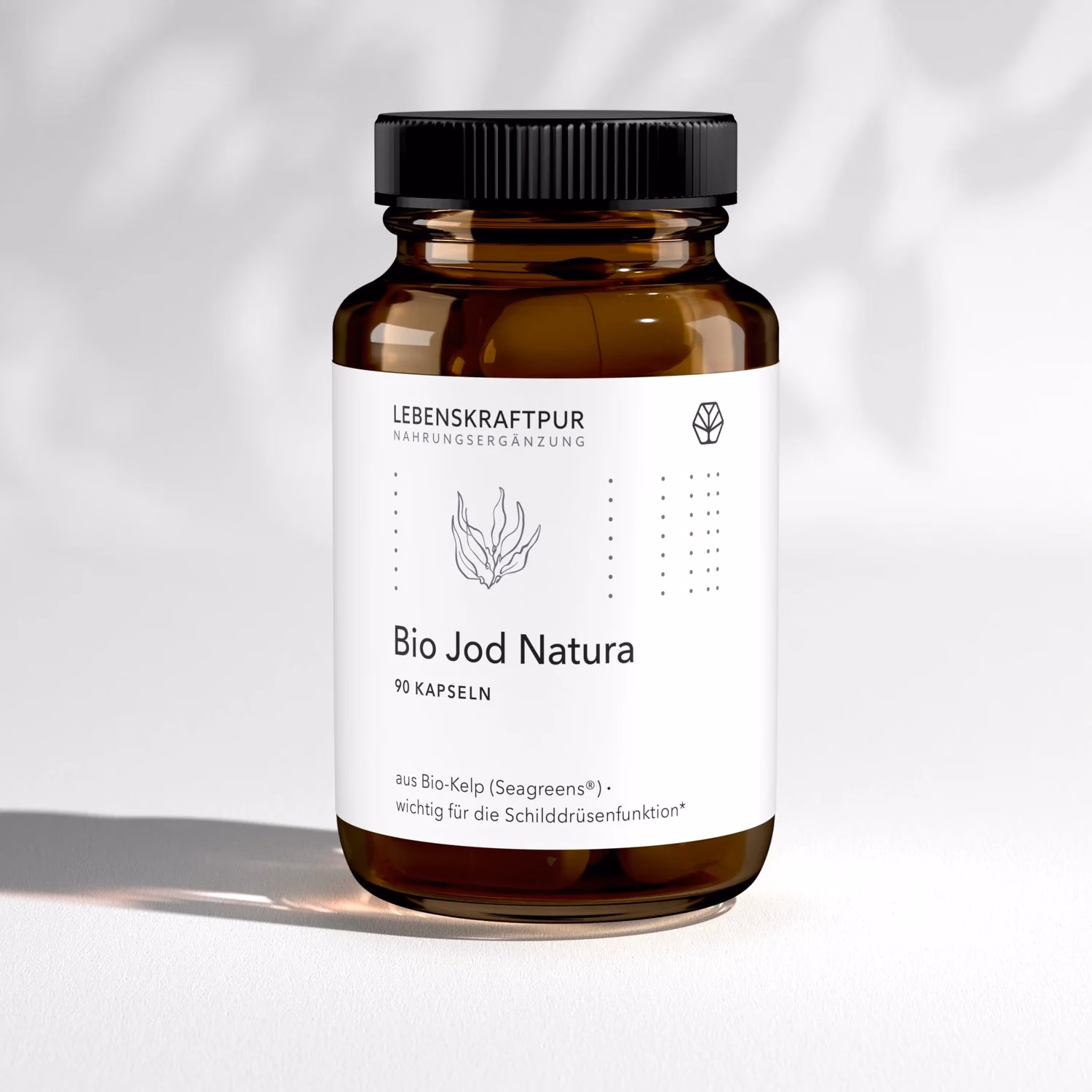 Weisse Glasdose Bio Jod Nature aus Kelp-Algen von Lebenskraftpur