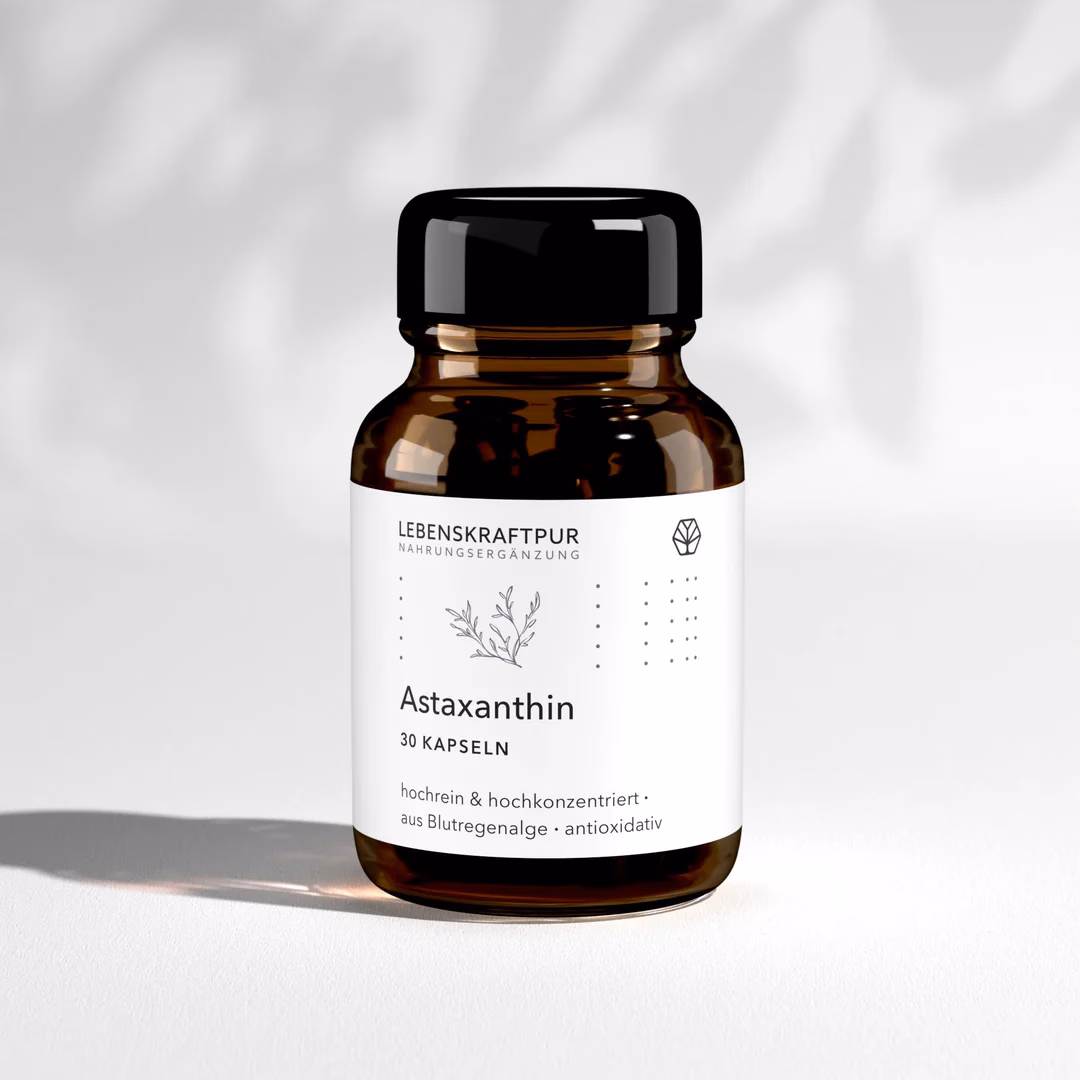 Braune Glasdose Astaxanthin von Lebenskraftpur