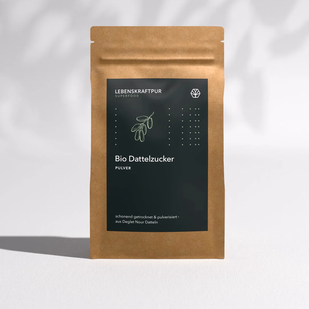 Brauner Papierbeutel Bio Dattelzucker von Lebenskraftpur