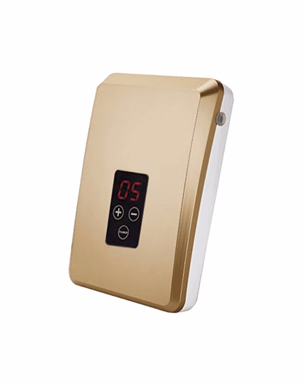 Ozongenerator in goldenem Gehaeuse mit Bedienfeld