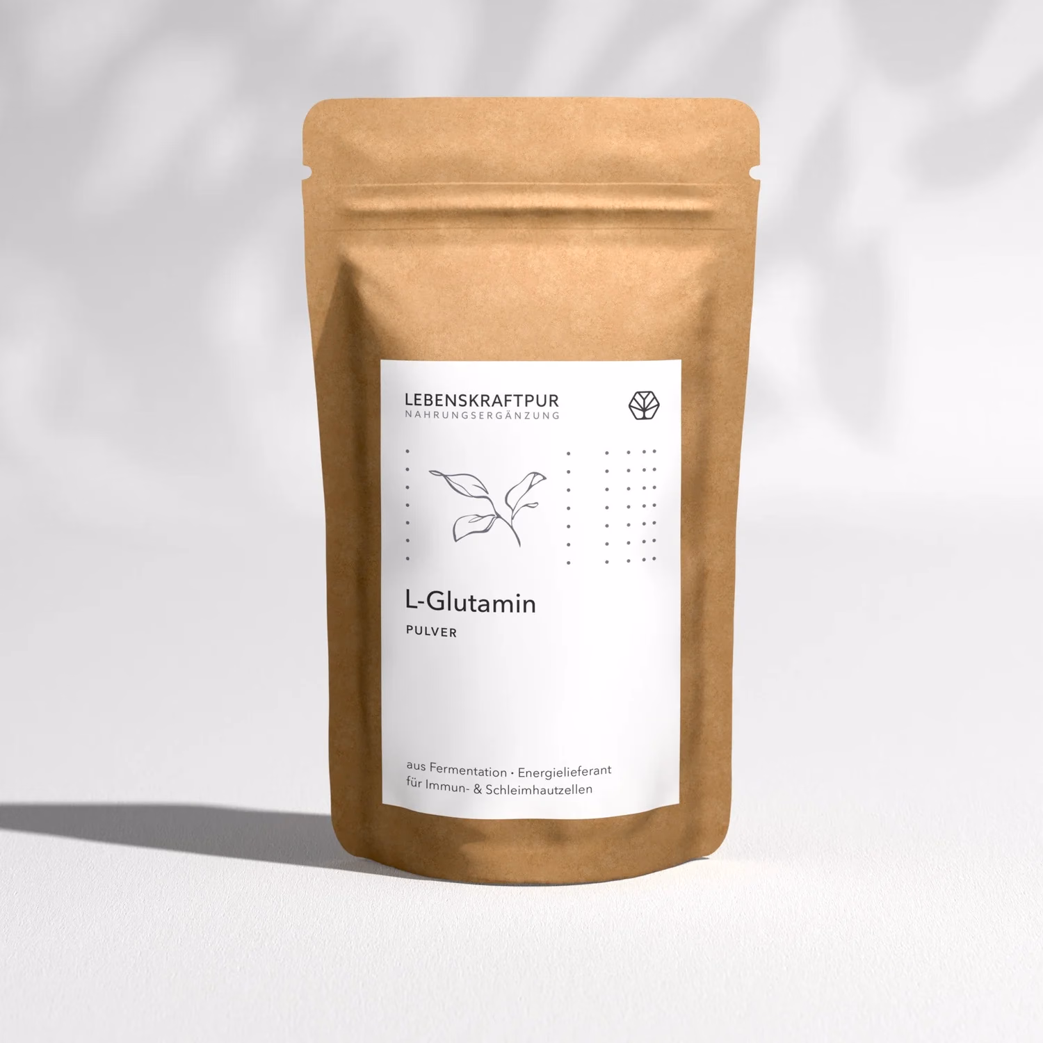 Brauner Papierbeutel L-Glutamin von Lebenskraftpur