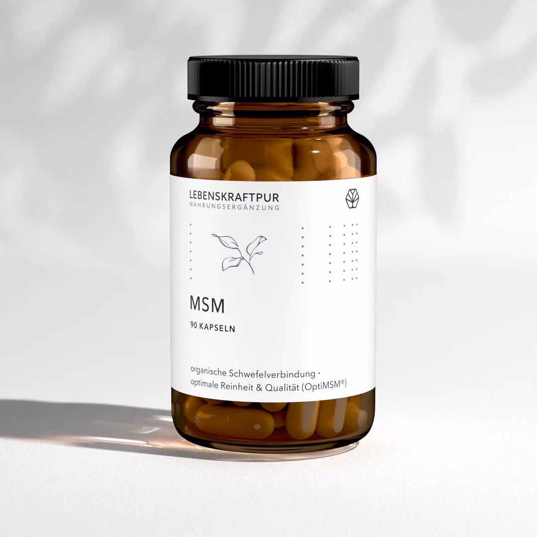 Braune Glasdose MSM Kapseln von Lebenskraftpur