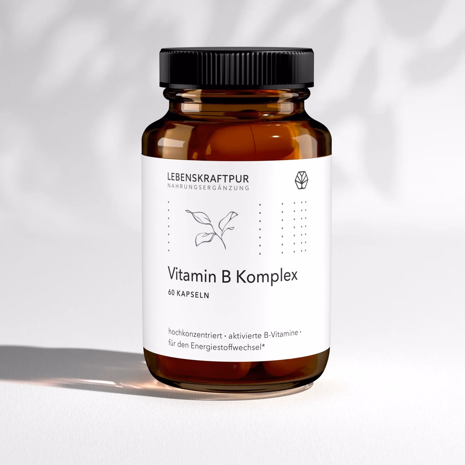 Braune Glasdose Vitamin B Komplex von Lebenskraftpur